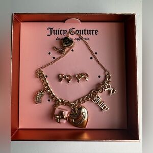 Juicy Couture Gold Charm bracelet/ earrings set